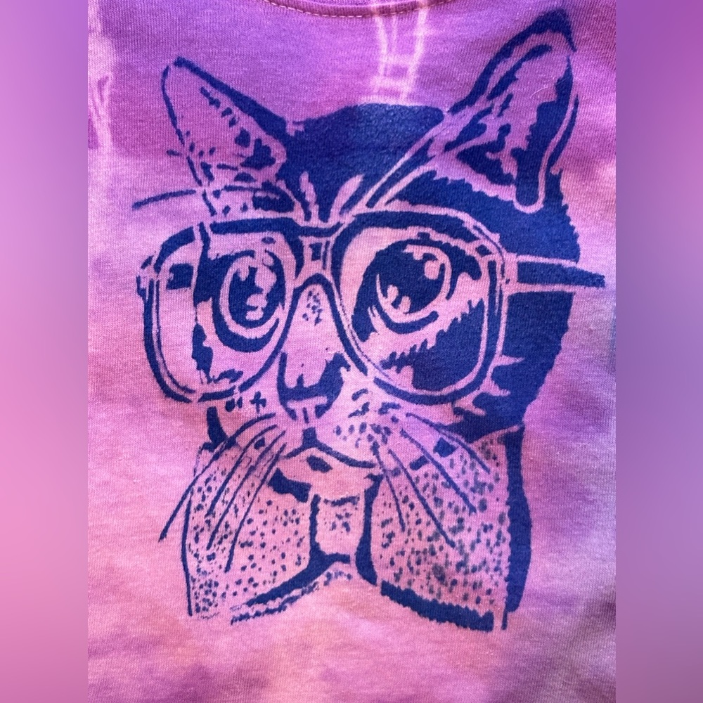 Smarty Cat Bow-Tie and Glasses tie-dye ribbed graffiti tank top 4T-5T Toddlers
